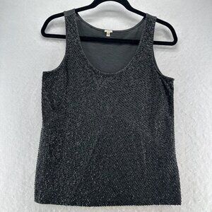 J.CREW Tank Top Womens Sz S Sequin Embellished Scoop Neck Sleeveless Black